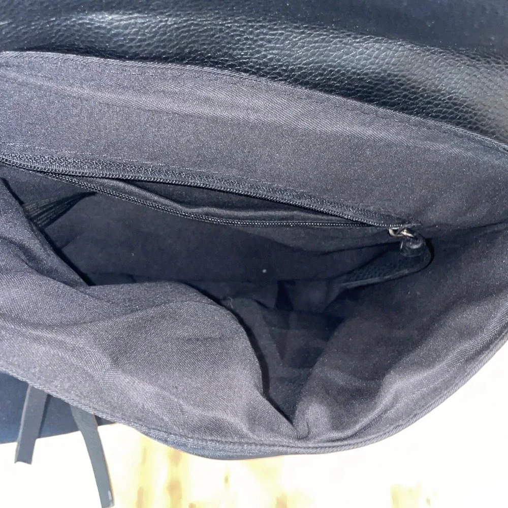 Botkier New York Black Nylon Leather Trim Backpack Front Zip Pockets